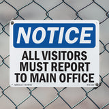 NOTICE All Visitors Must Report To Main Office