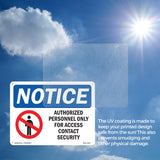 NOTICE Authorized Personnel Only Contact Security