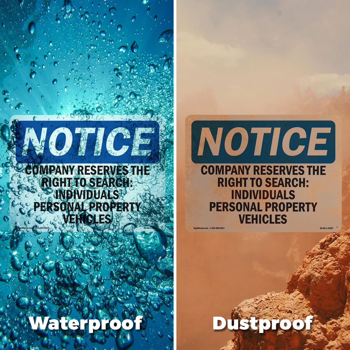 NOTICE Company Reserves The Right To Search