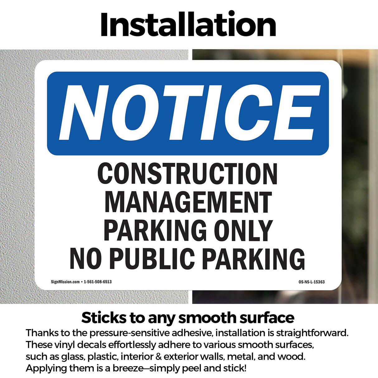 NOTICE Work Management Parking Only