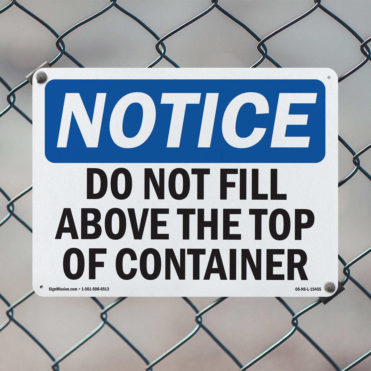 NOTICE Do Not Fill Above The Top Of Container