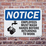 NOTICE Employees Must Wash Hands Before Work