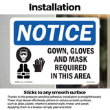 NOTICE Gown, Gloves And Mask Required In This Room Sign