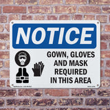 NOTICE Gown, Gloves And Mask Required In This Room Sign