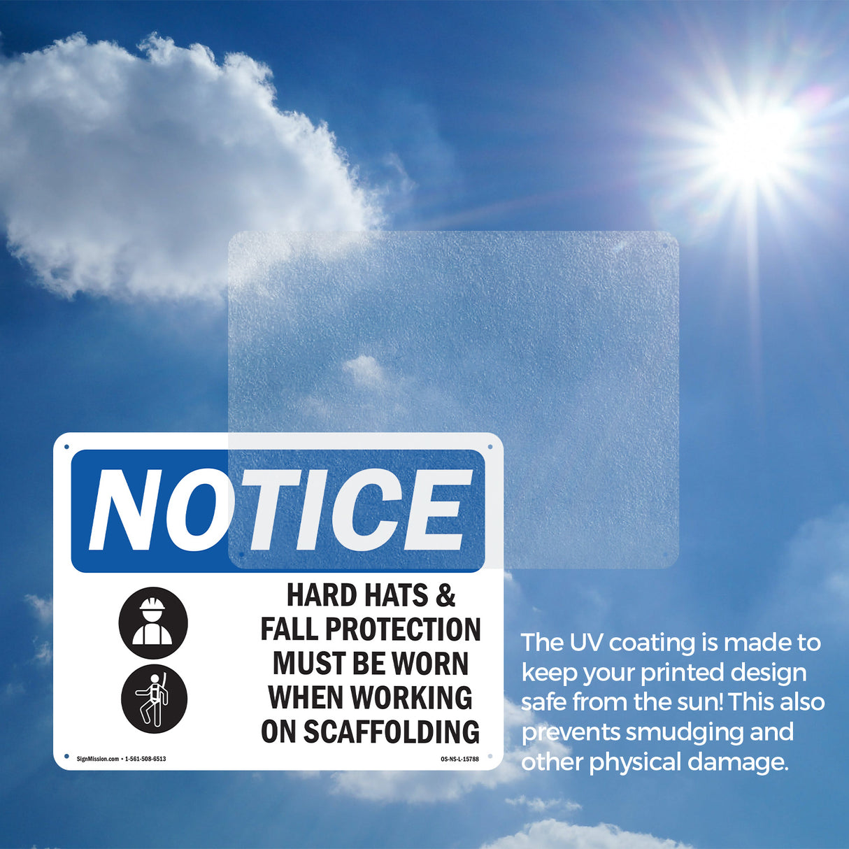 NOTICE Hard Hats Fall Protection Worn Scaffolding