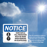 NOTICE Hard Hats Fall Protection Worn Scaffolding
