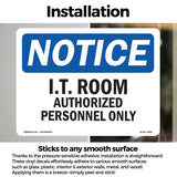 NOTICE I.T. Room Authorized Personnel Only