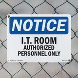 NOTICE I.T. Room Authorized Personnel Only