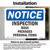 NOTICE Inspection Bags Packages Personal Items
