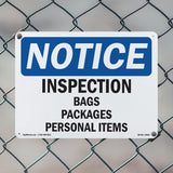 NOTICE Inspection Bags Packages Personal Items