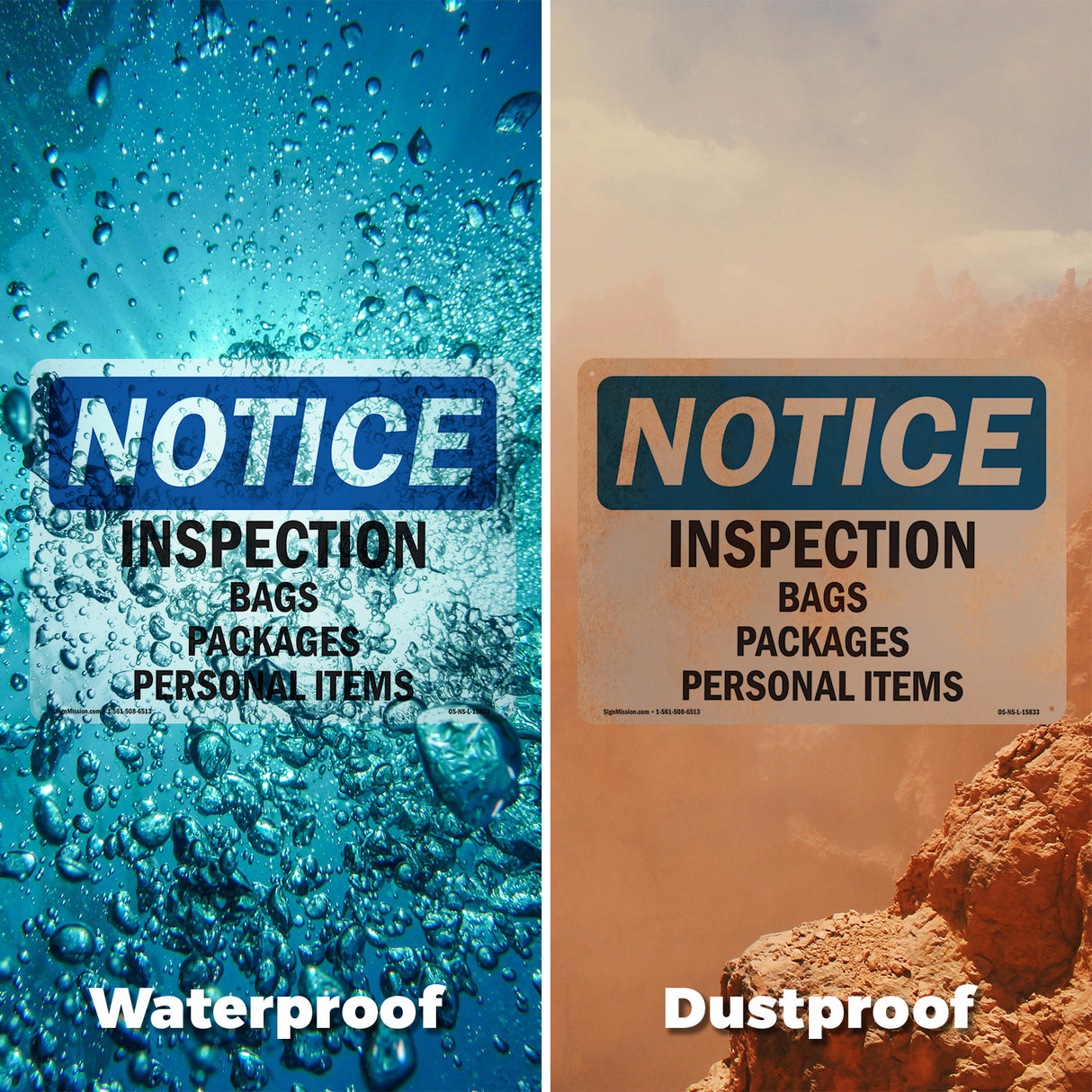 NOTICE Inspection Bags Packages Personal Items