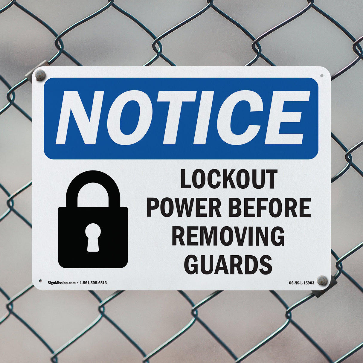 NOTICE Lockout Power Before Removing Guards