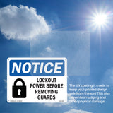 NOTICE Lockout Power Before Removing Guards