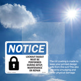 NOTICE Lockout Tagout Setup Maintenance Repair