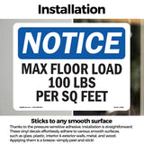 NOTICE Max Floor Load 100 Lbs Per Sq Foot