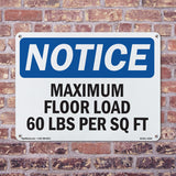NOTICE Maximum Floor Loading 60 Lbs Per Sq Ft