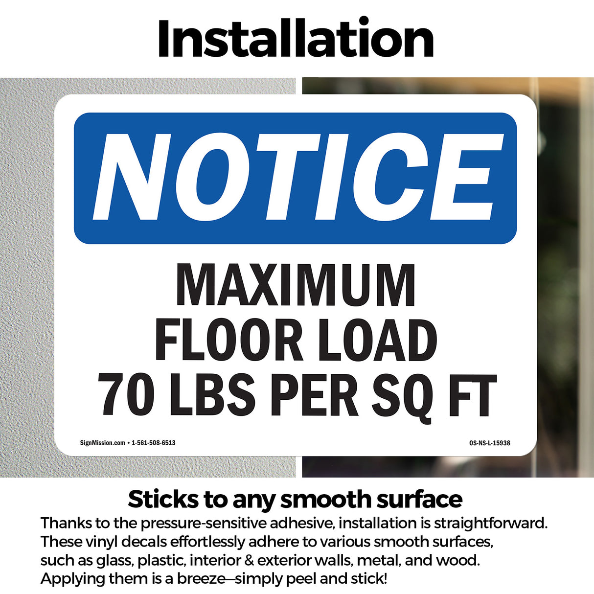 NOTICE Maximum Floor Loading 70 Lbs Per Sq Ft