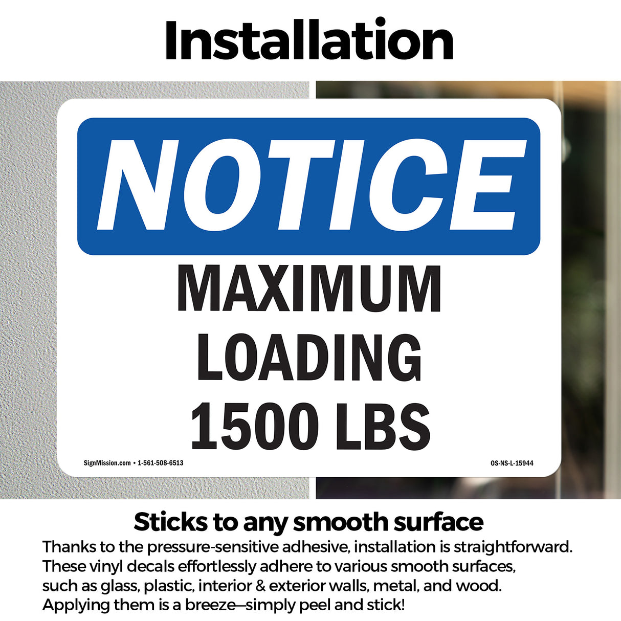 NOTICE Maximum Loading 1500 Lbs