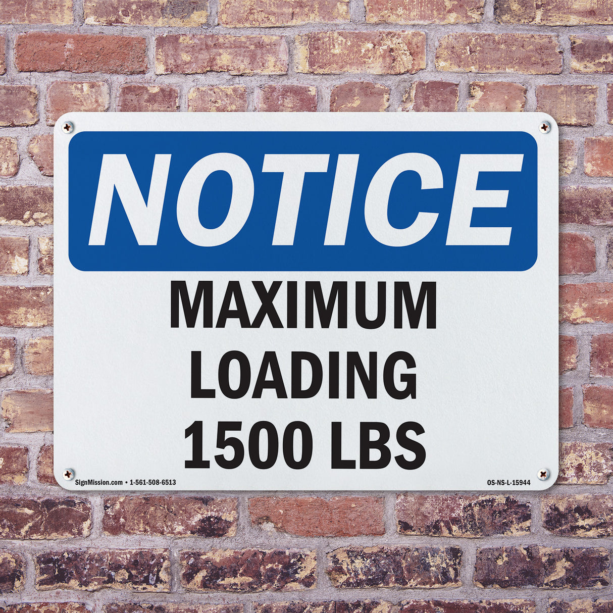 NOTICE Maximum Loading 1500 Lbs