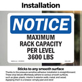 NOTICE Maximum Rack Capacity Per Level 3600 Lbs