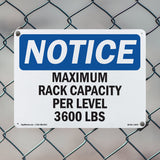 NOTICE Maximum Rack Capacity Per Level 3600 Lbs