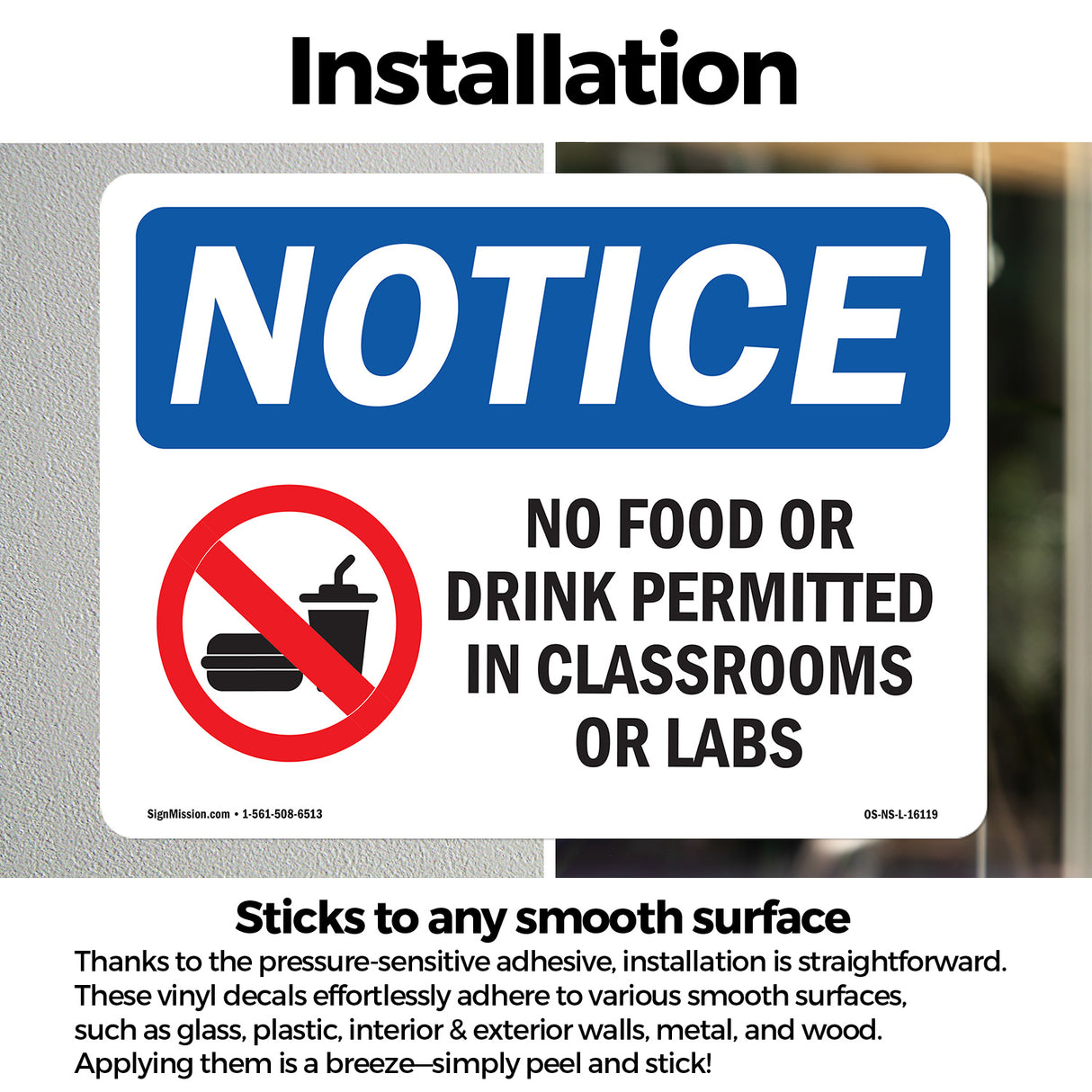 NOTICE No Food Drink In Classrooms Or Labs