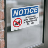 NOTICE No Food Drink In Classrooms Or Labs