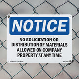 NOTICE No Solicitation Company Property