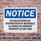 NOTICE No Solicitation Company Property