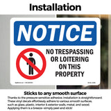 NOTICE No Trespassing Or Loitering On This Property