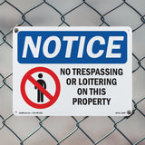 NOTICE No Trespassing Or Loitering On This Property