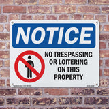 NOTICE No Trespassing Or Loitering On This Property