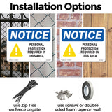 NOTICE Personal Protection Required In This Area