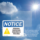 NOTICE Personal Protection Required In This Area
