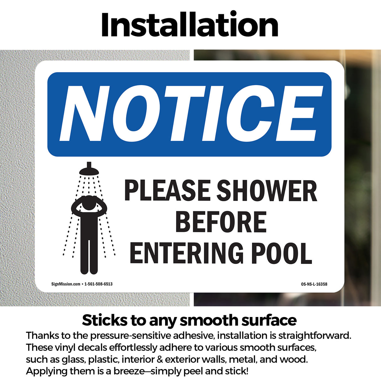 NOTICE Please Shower Before Entering Pool