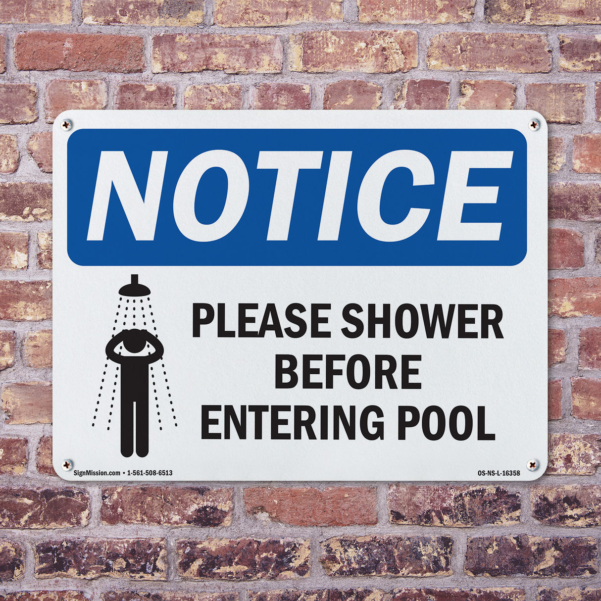 NOTICE Please Shower Before Entering Pool