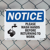 NOTICE Please Wash Hands Before Returning To Work