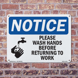 NOTICE Please Wash Hands Before Returning To Work