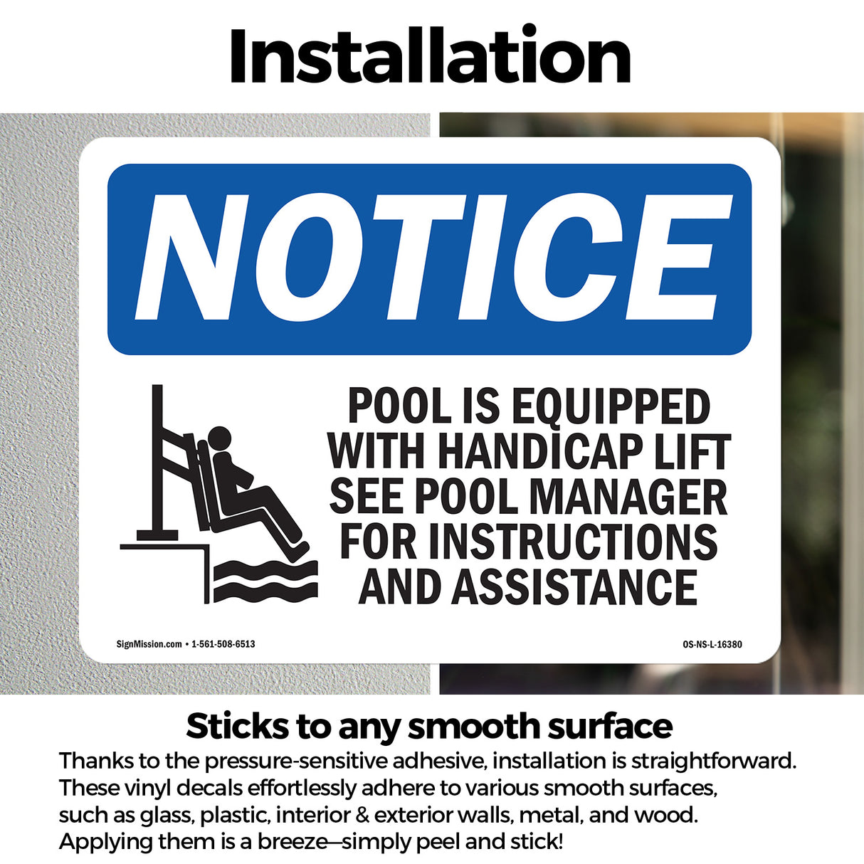 NOTICE Pool Is Equipped With Accessible Lift