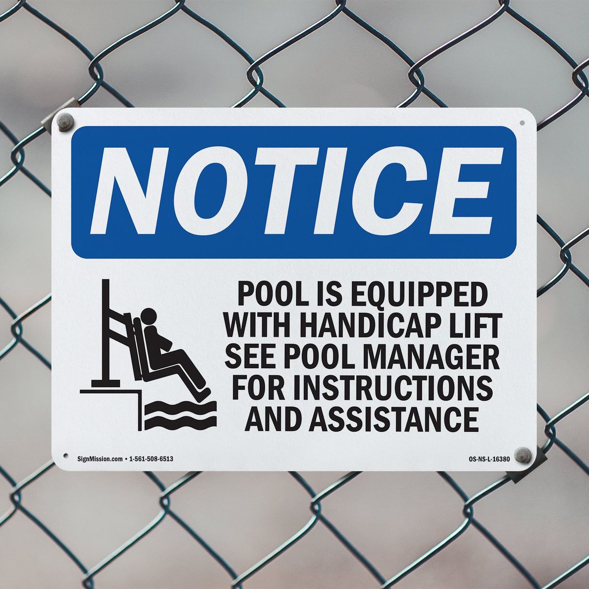 NOTICE Pool Is Equipped With Accessible Lift