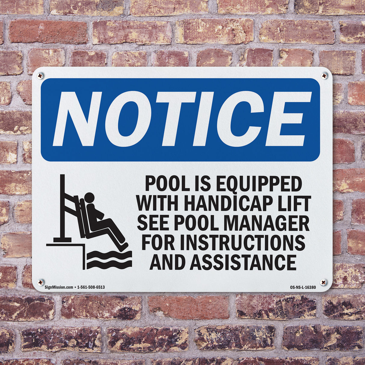 NOTICE Pool Is Equipped With Accessible Lift