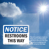 NOTICE Restrooms This Way