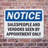 NOTICE Salespeople And Vendors Seen Appointment