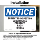 NOTICE Subject To Inspection Lunch Bags Purses