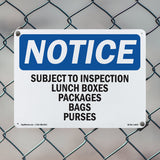 NOTICE Subject To Inspection Lunch Bags Purses