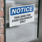 NOTICE This Sink For Food Equipment Only