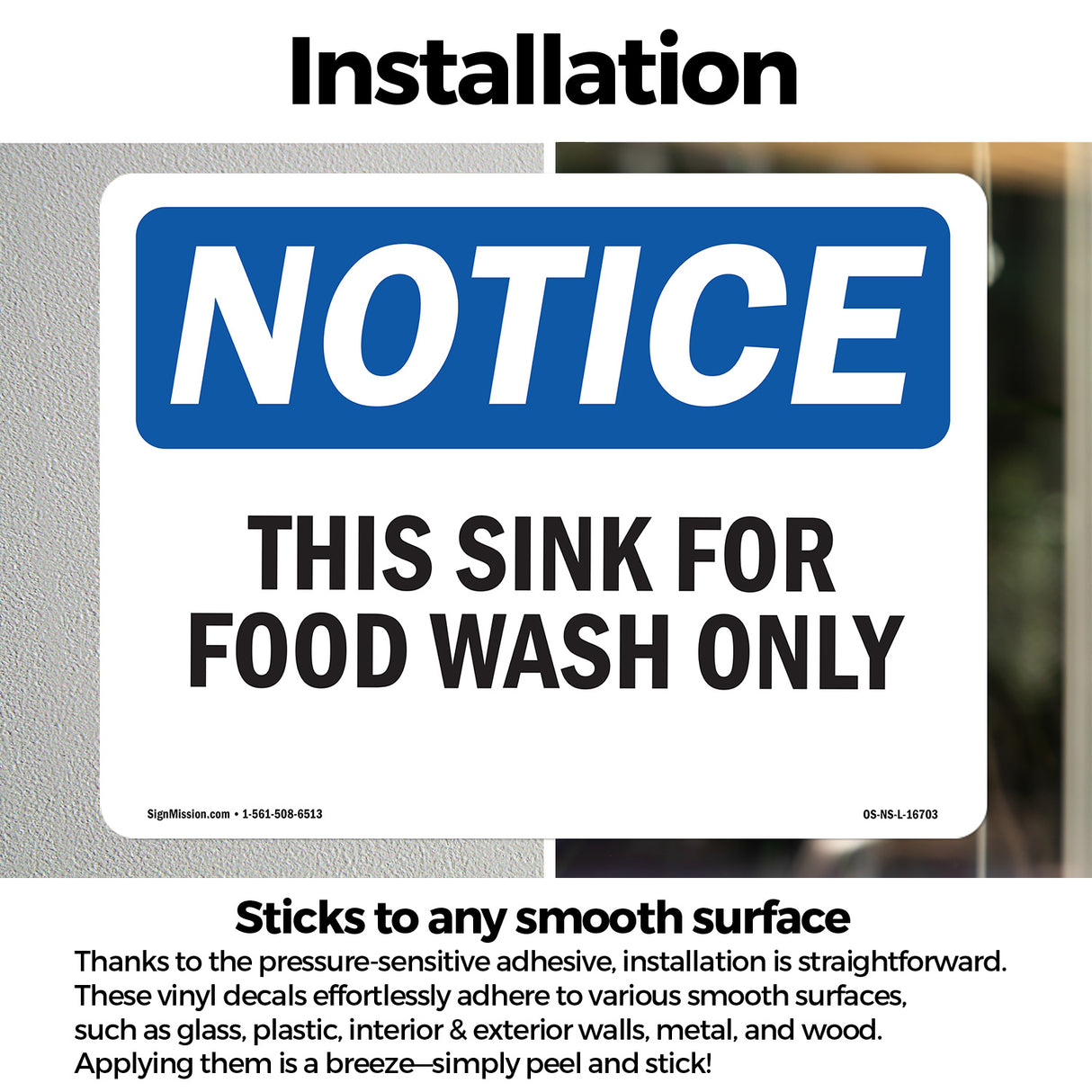 NOTICE This Sink For Food Wash Only