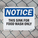 NOTICE This Sink For Food Wash Only