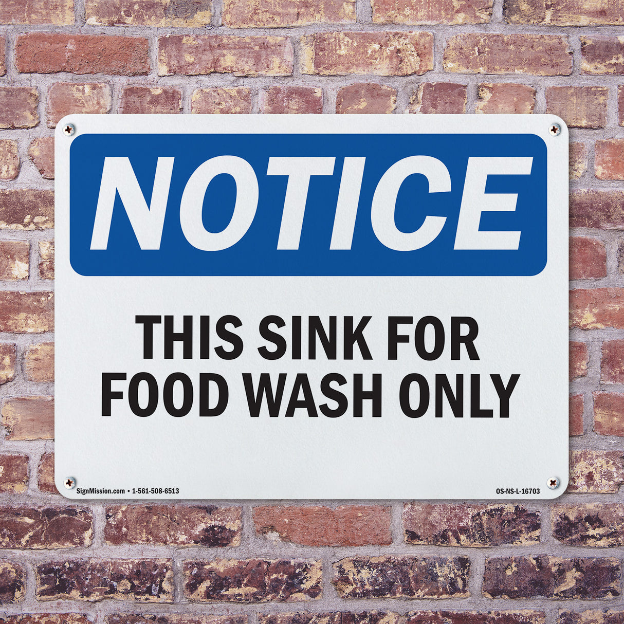 NOTICE This Sink For Food Wash Only