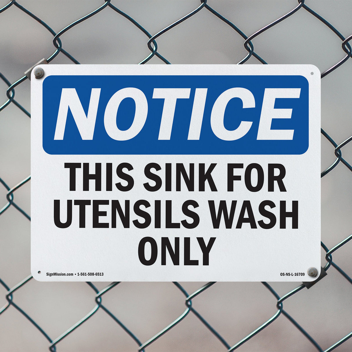 NOTICE This Sink For Utensil Wash Only